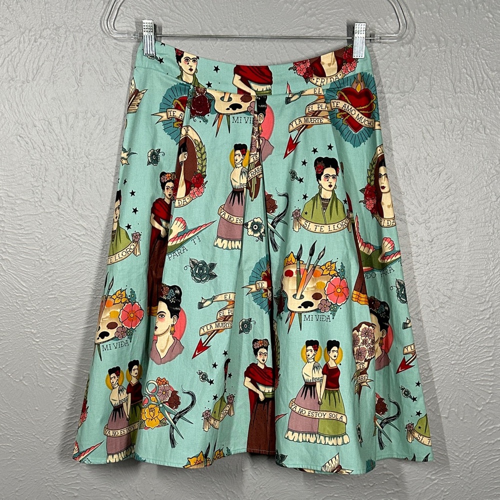 Moixa Frida Kahlo Print A-Line Skirt Multicolor Women's Size Medium